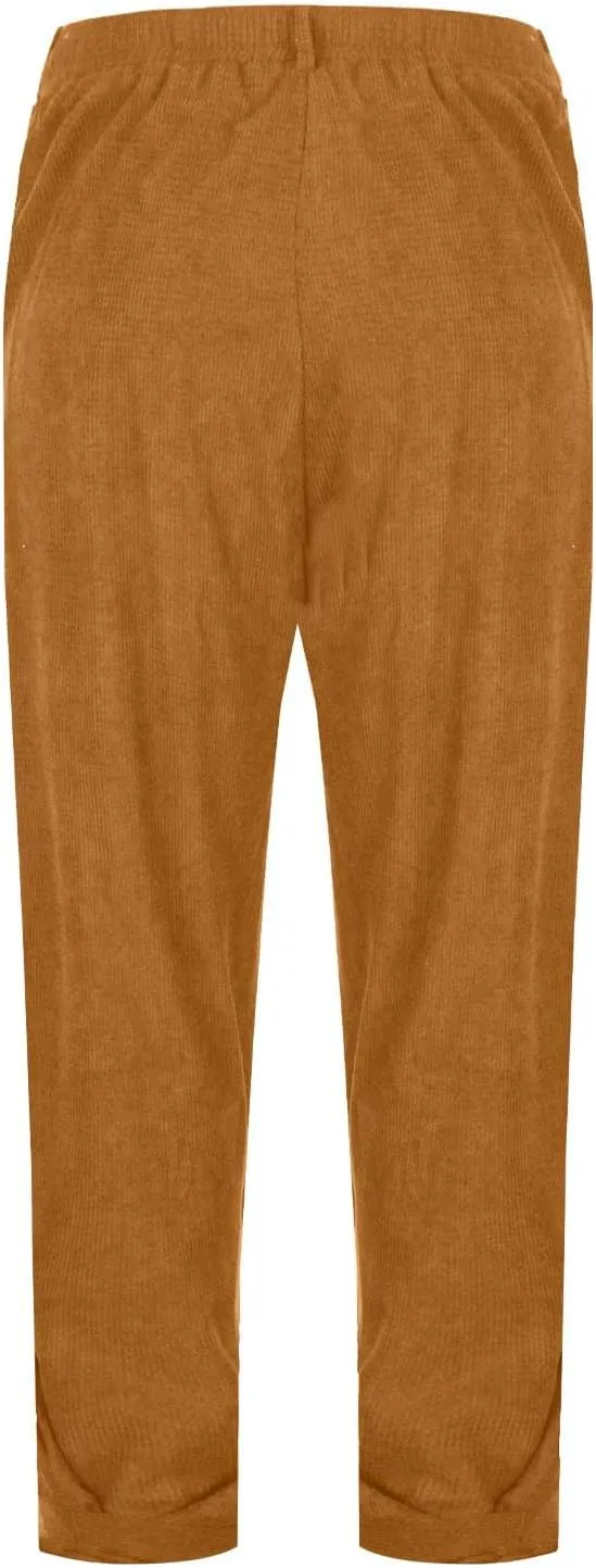 Corduroy Pants for Men Relaxed Fit Loose Tapered Joggers Casual Elastic Waist Outdoor Comfort Tapered Trousers