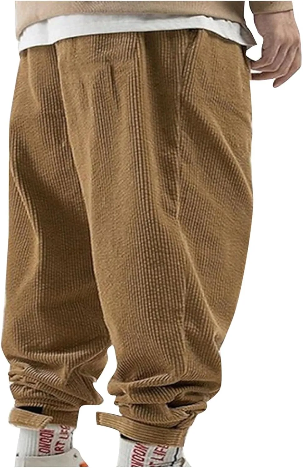 Corduroy Pants for Men Relaxed Fit Loose Tapered Joggers Casual Elastic Waist Outdoor Comfort Tapered Trousers