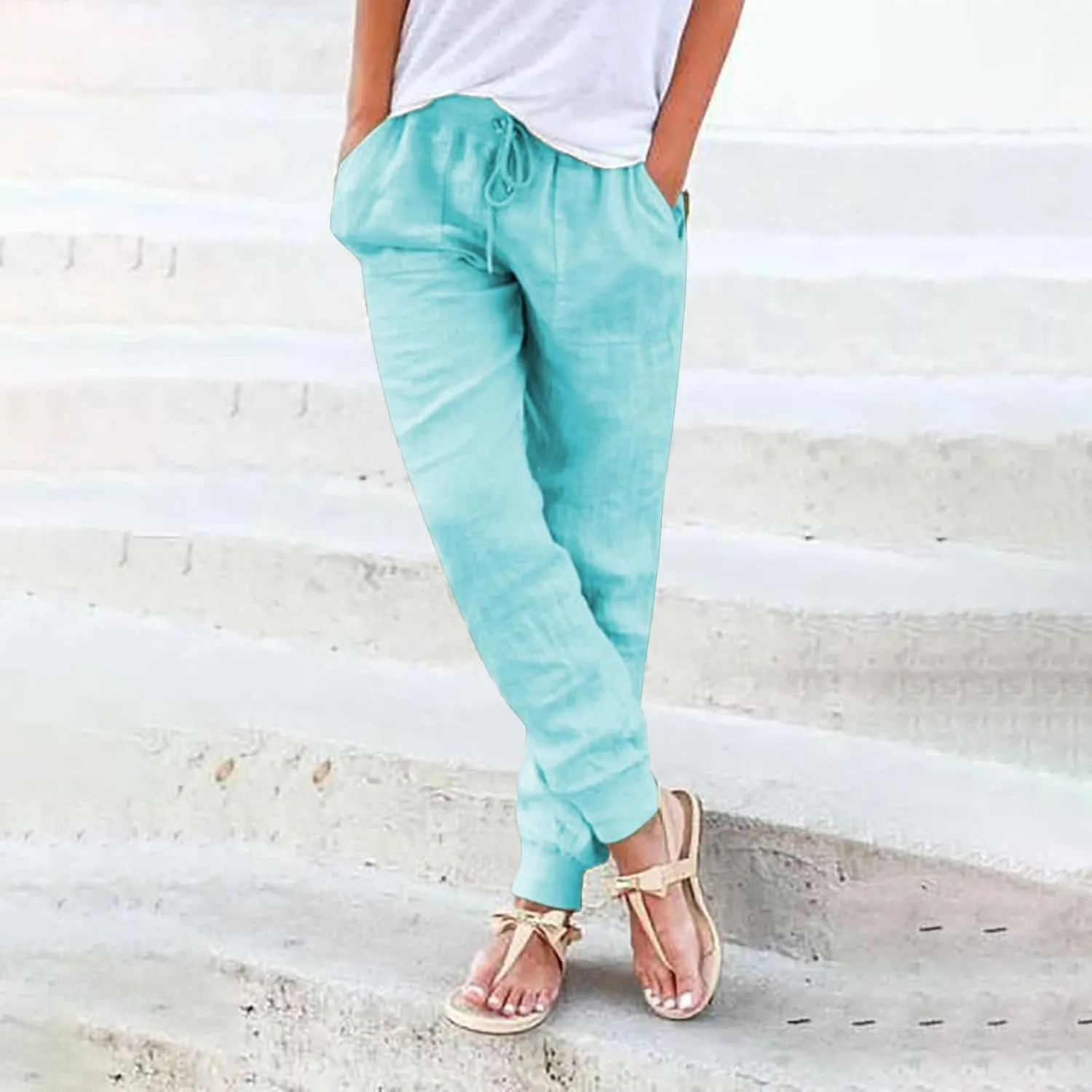 Corduroy Pleated Pants for Women Winter Crochet Sports Capris with Pockets Fleece Lined Water Resistant