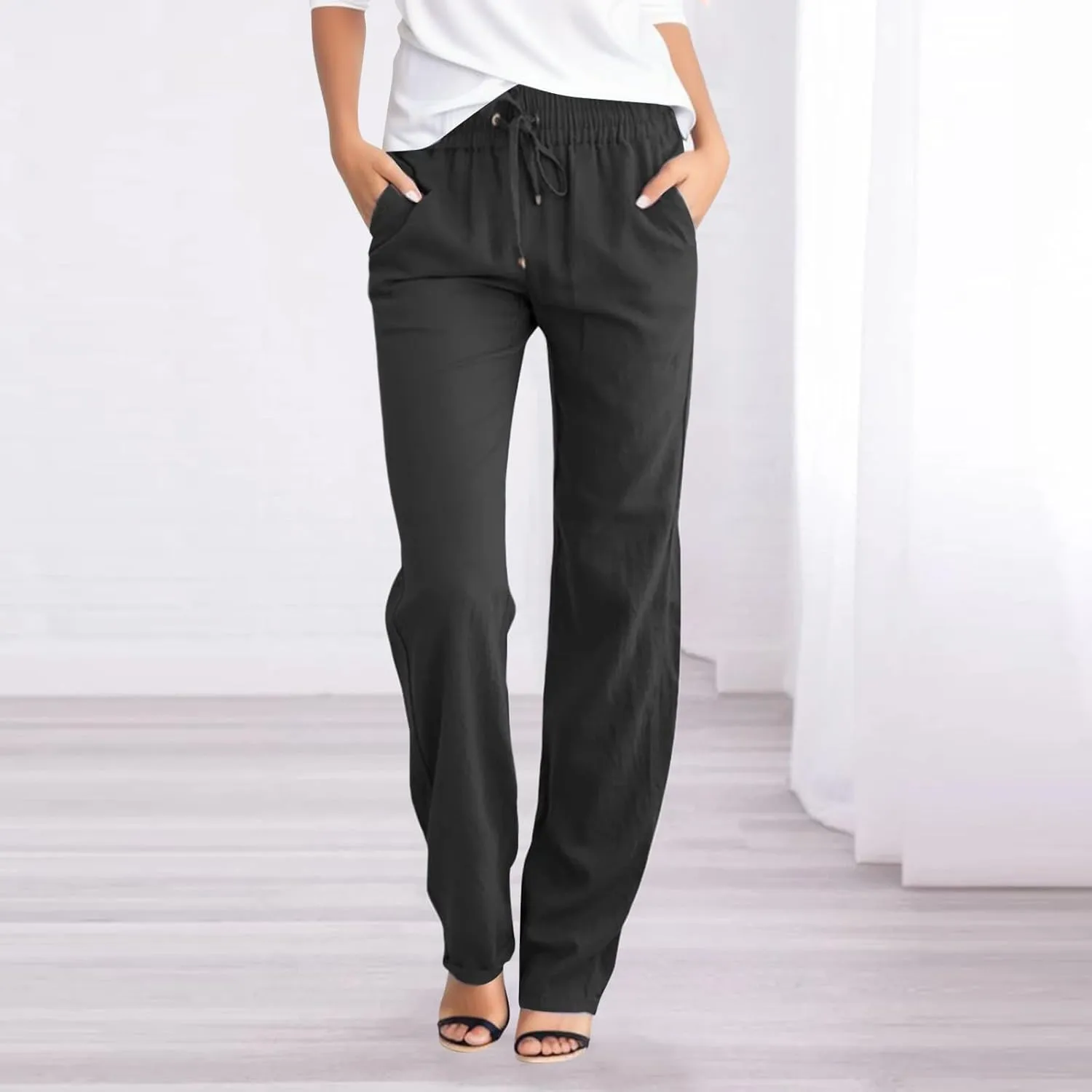 Corduroy Pleated Pants for Women Winter Irregular Travel Slacks with Pockets Barrel Pants Water Resistant