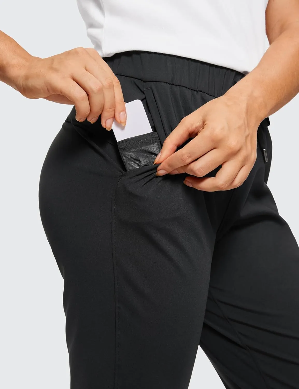 CRZ YOGA 4-Way Stretch Full Length Golf Pants for Women Tall 31" - Travel Sweatpants Workout Trousers with Pockets