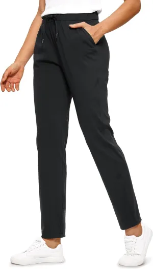 CRZ YOGA 4-Way Stretch Full Length Golf Pants for Women Tall 31" - Travel Sweatpants Workout Trousers with Pockets