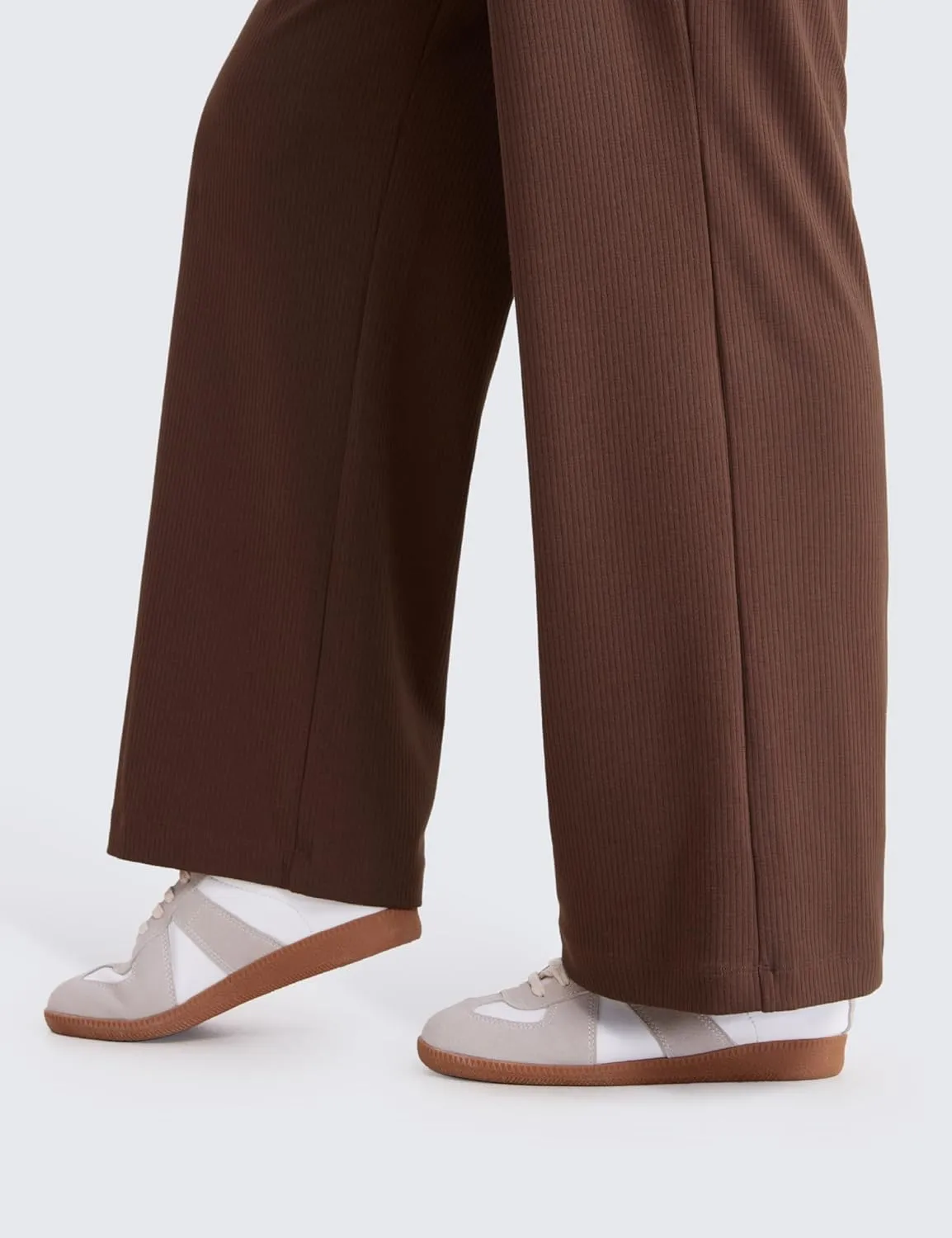 CRZ YOGA Comfy Ribbed Sweatpants Women 30.5'' Wide Leg Casual Lounge Travel Pants with Pockets