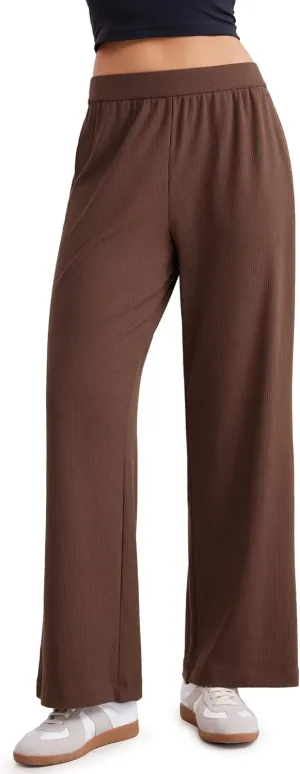 CRZ YOGA Comfy Ribbed Sweatpants Women 30.5'' Wide Leg Casual Lounge Travel Pants with Pockets