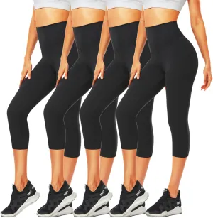 CTHH 4 Pack Leggings for Women Tummy Control-High Waisted Non See Through Black Soft Workout Yoga Pants