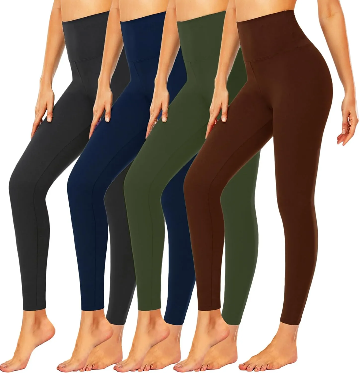 CTHH 4 Pack Leggings for Women Tummy Control-High Waisted Non See Through Black Soft Workout Yoga Pants