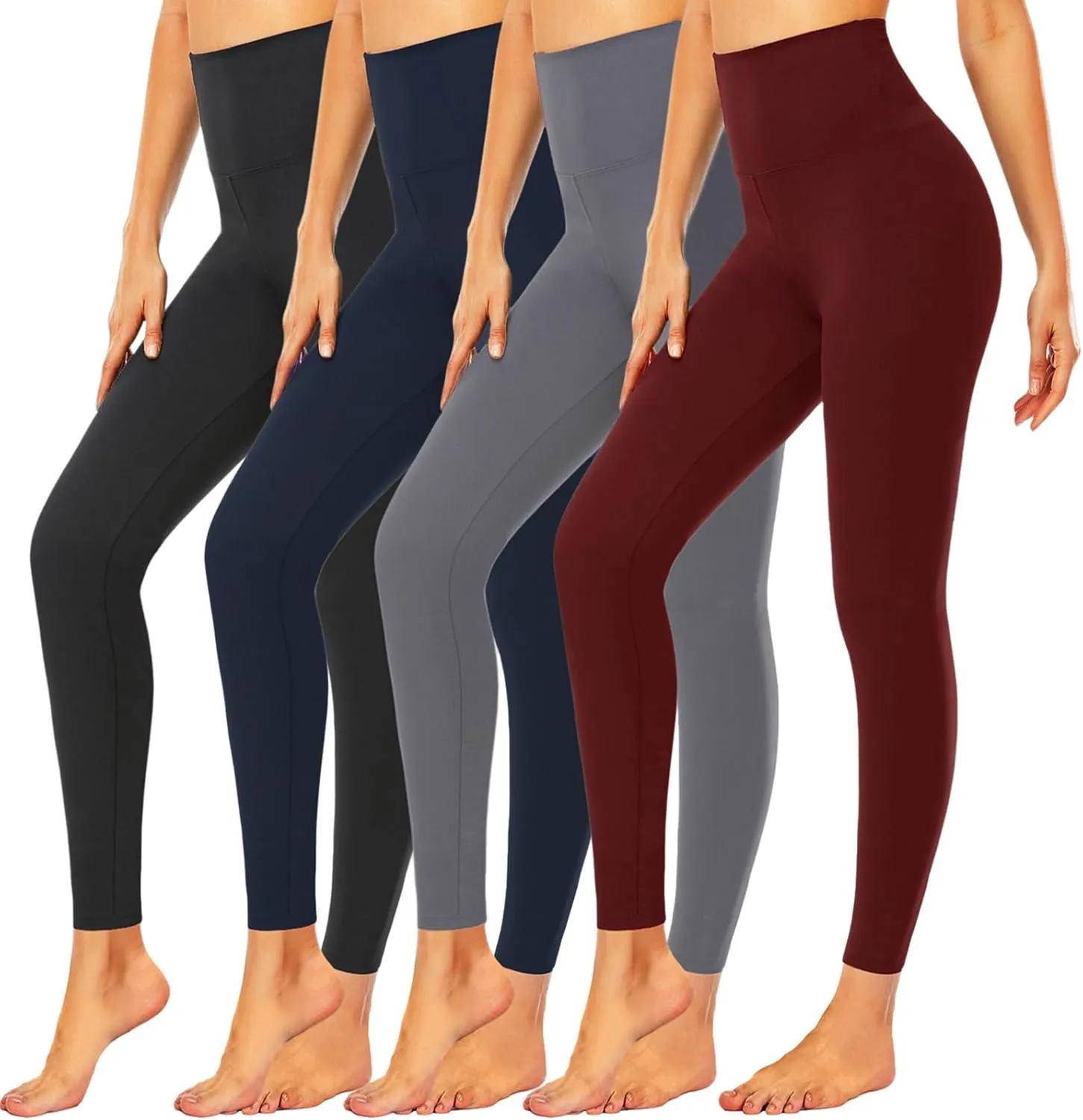 CTHH 4 Pack Leggings for Women Tummy Control-High Waisted Non See Through Black Soft Workout Yoga Pants