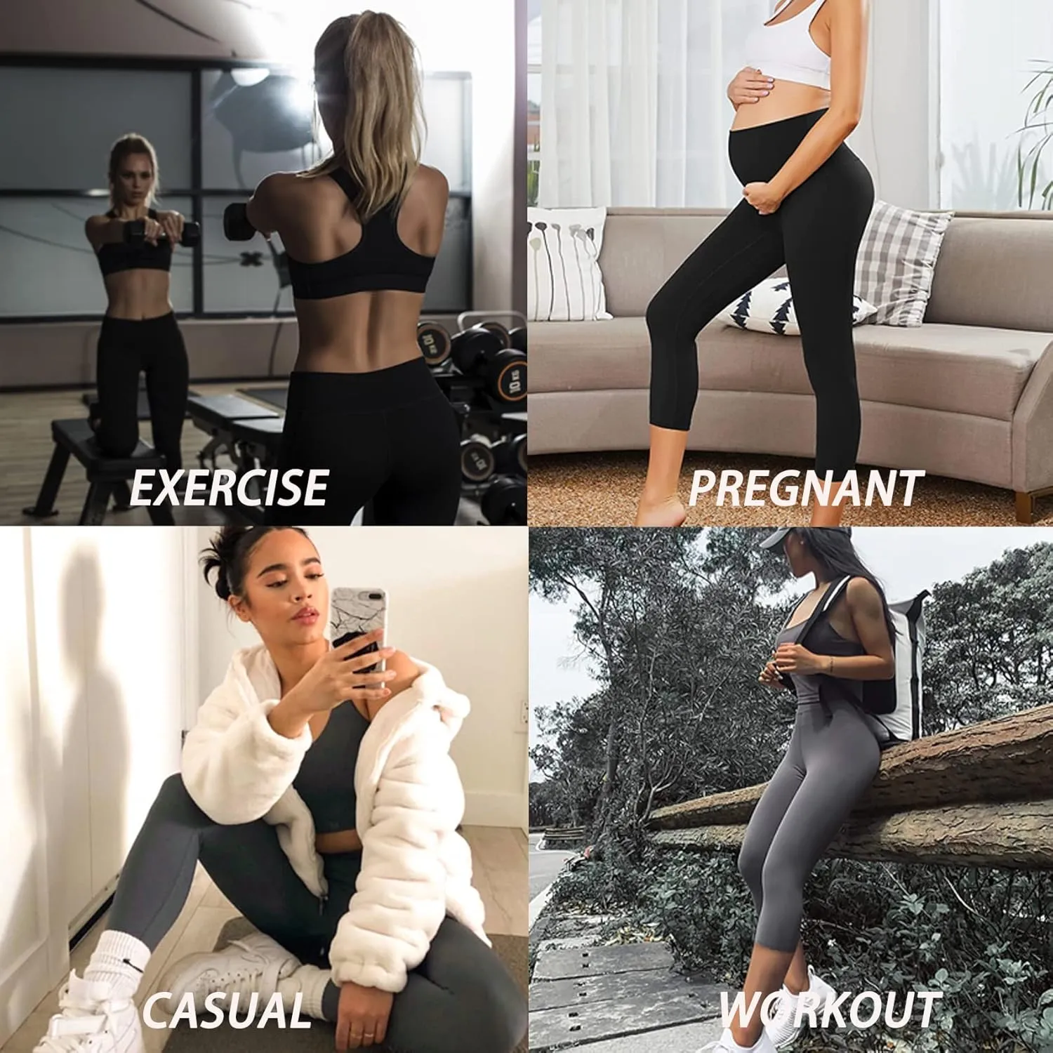 CTHH 4 Pack Leggings for Women Tummy Control-High Waisted Non See Through Black Soft Workout Yoga Pants