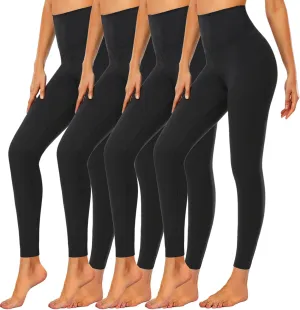 CTHH 4 Pack Leggings for Women Tummy Control-High Waisted Non See Through Black Soft Workout Yoga Pants