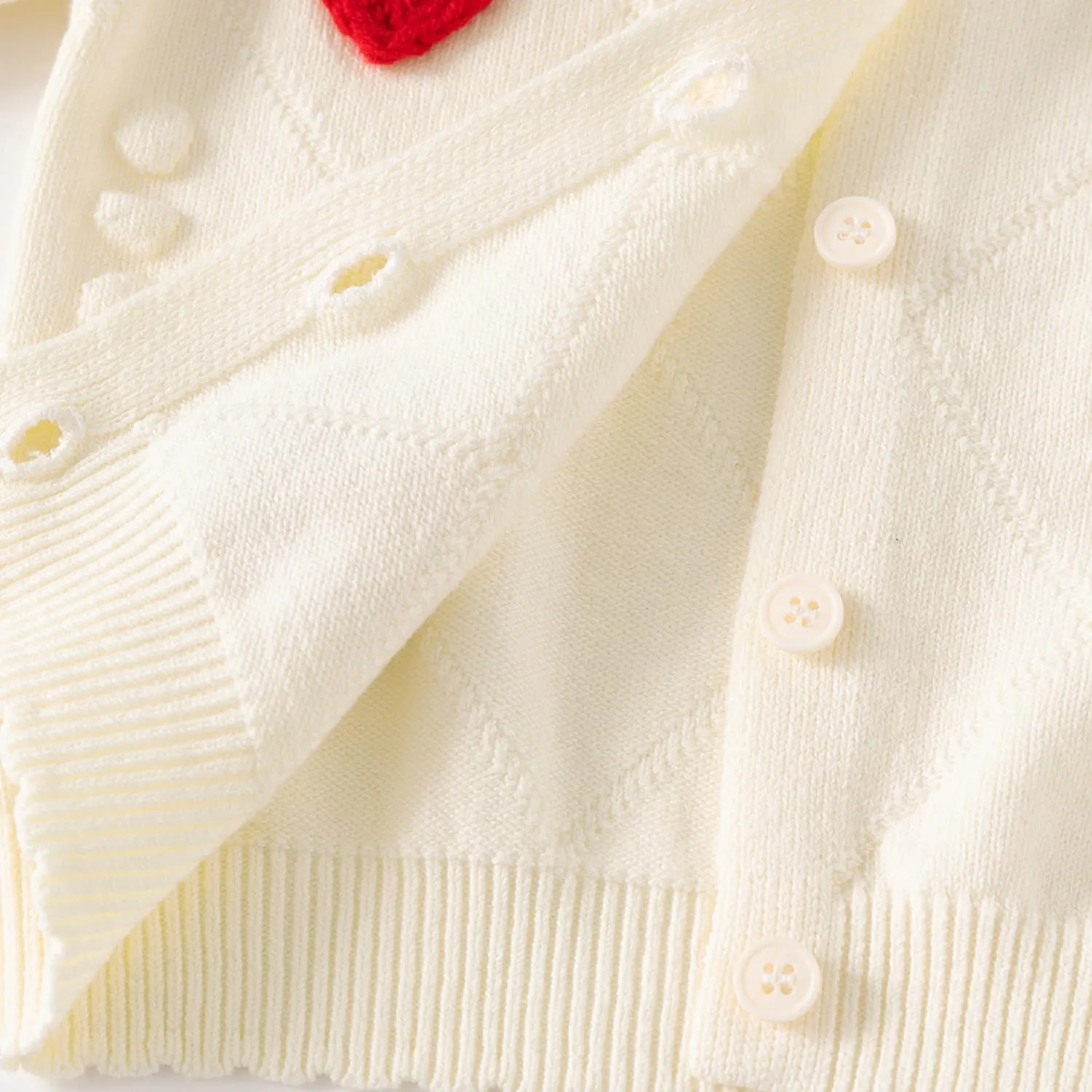 Cute Baby Girls Hearts Knit Cardigan Sweater, Toddler Loose Long Sleeve Shirts Warm Tops for Fall Winter Love Design