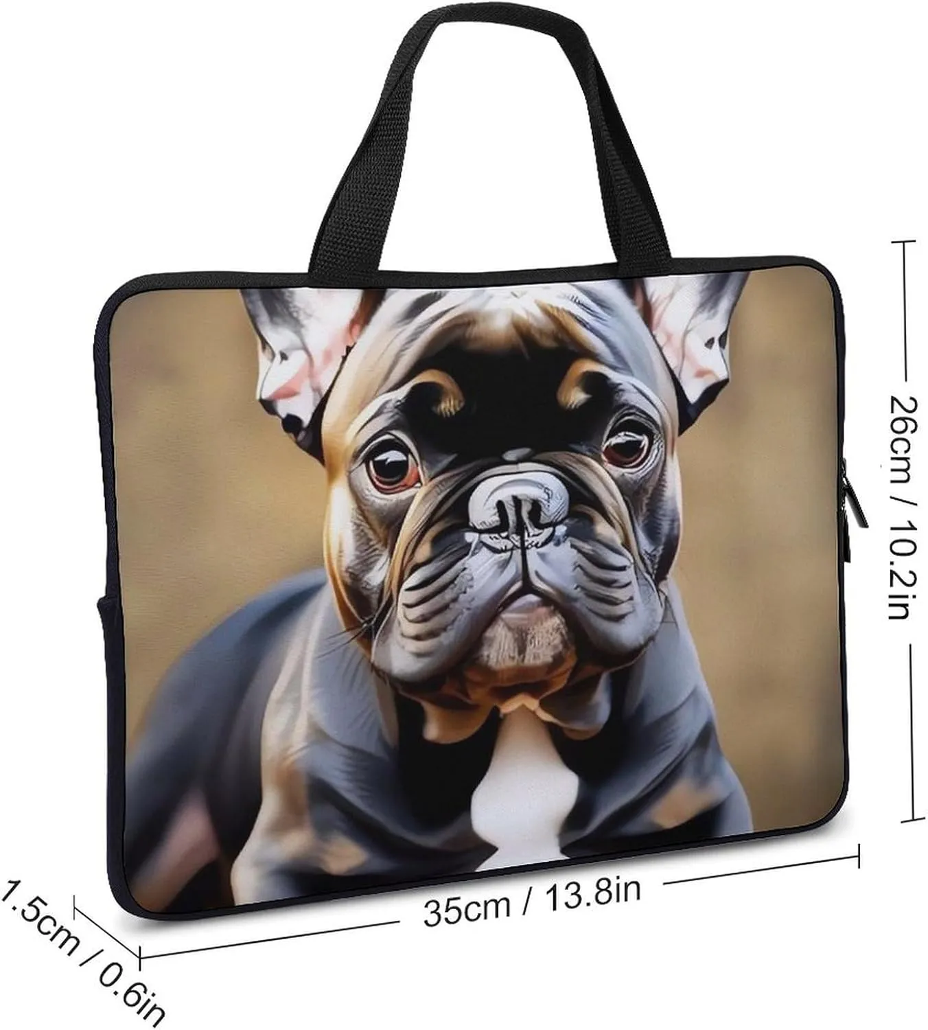Cute Bulldog Laptop Bag Durable Laptop Sleeve Water-Resistant Notebook Bag for Computer Or Tablet