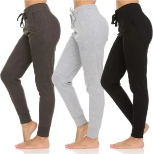 DARESAY Womens Running Workout Yoga Leggings with Pockets and Ealstic Cuff, Pack of 3 Up to XXL