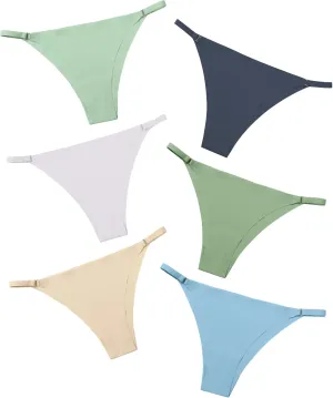 DEANGELMON Women String Bikini Panties Seamless Underwear Microfiber No Show Invisible Stretchy Soft Pack