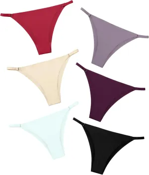DEANGELMON Women String Bikini Panties Seamless Underwear Microfiber No Show Invisible Stretchy Soft Pack