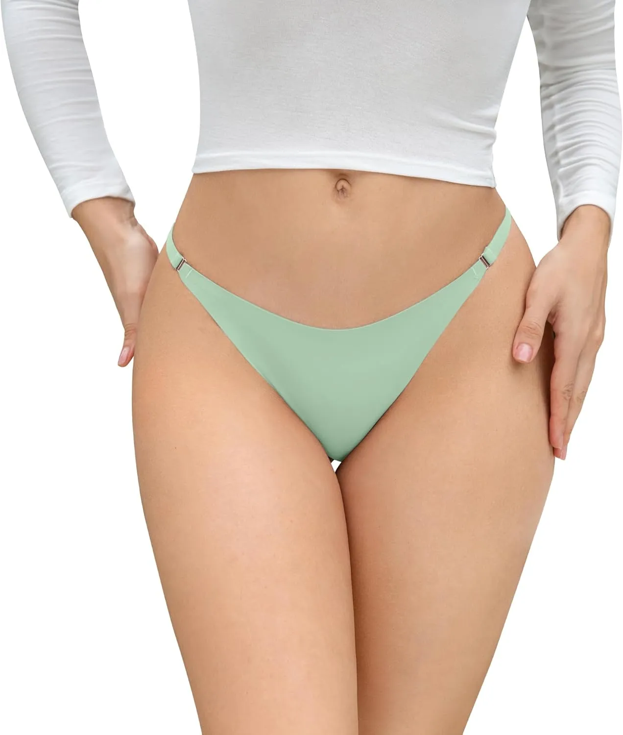 DEANGELMON Women String Bikini Panties Seamless Underwear Microfiber No Show Invisible Stretchy Soft Pack