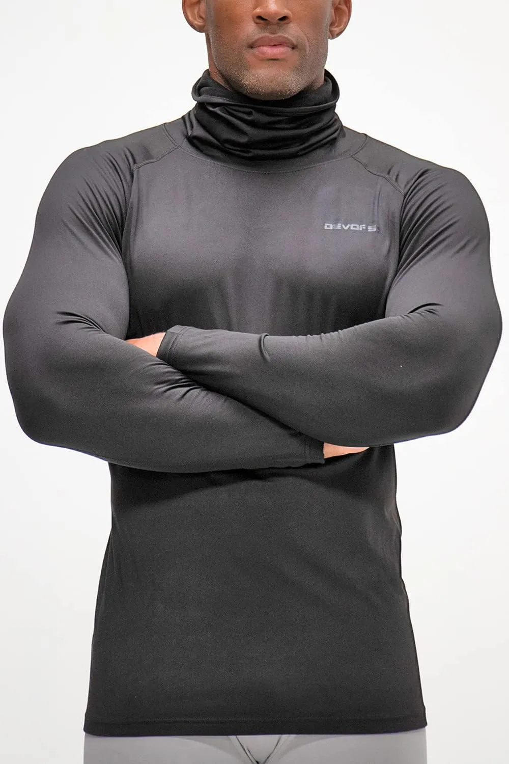 DEVOPS 2 Pack Men's Thermal Turtle Mock Neck Shirts, Compression Long Sleeve Tops and Hoodies