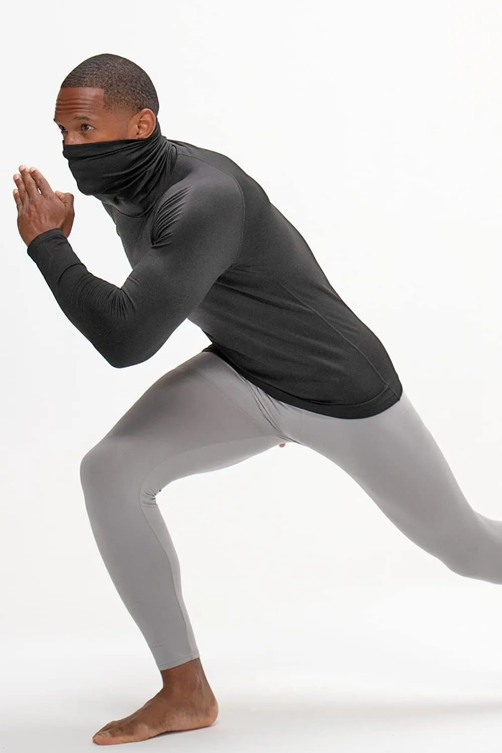 DEVOPS 2 Pack Men's Thermal Turtle Mock Neck Shirts, Compression Long Sleeve Tops and Hoodies