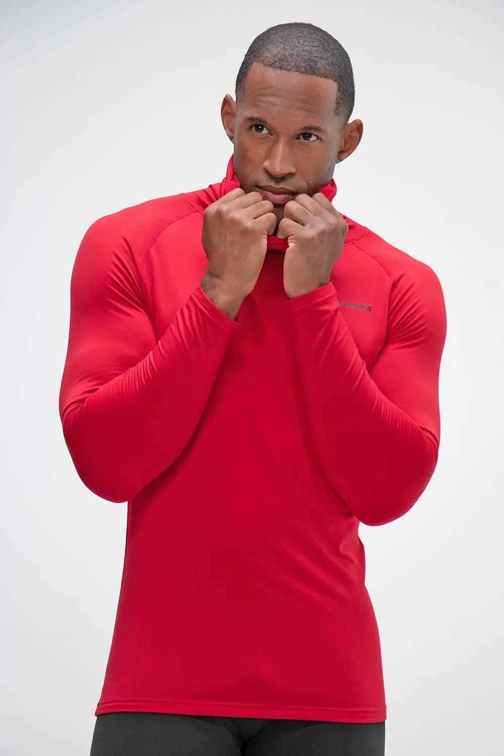 DEVOPS 2 Pack Men's Thermal Turtle Mock Neck Shirts, Compression Long Sleeve Tops and Hoodies