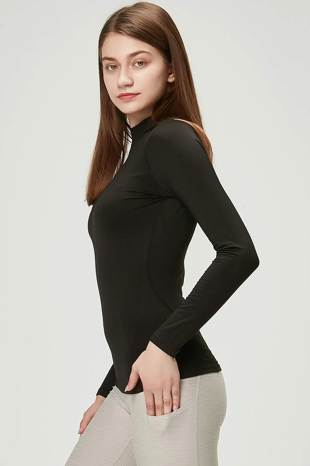 DEVOPS Women's 2 Pack Thermal Turtle Long Sleeve Shirts Compression Baselayer Tops