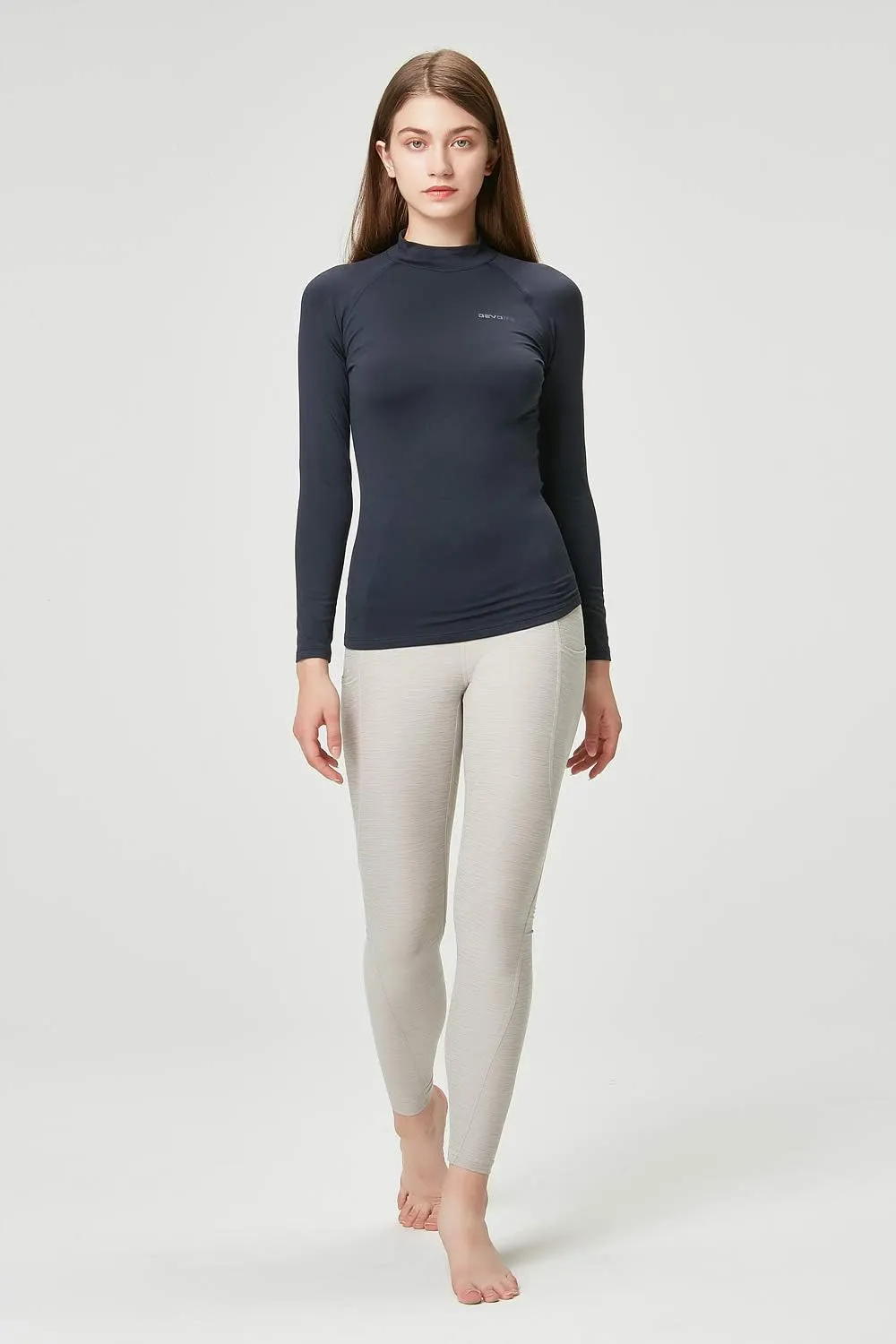DEVOPS Women's 2 Pack Thermal Turtle Long Sleeve Shirts Compression Baselayer Tops