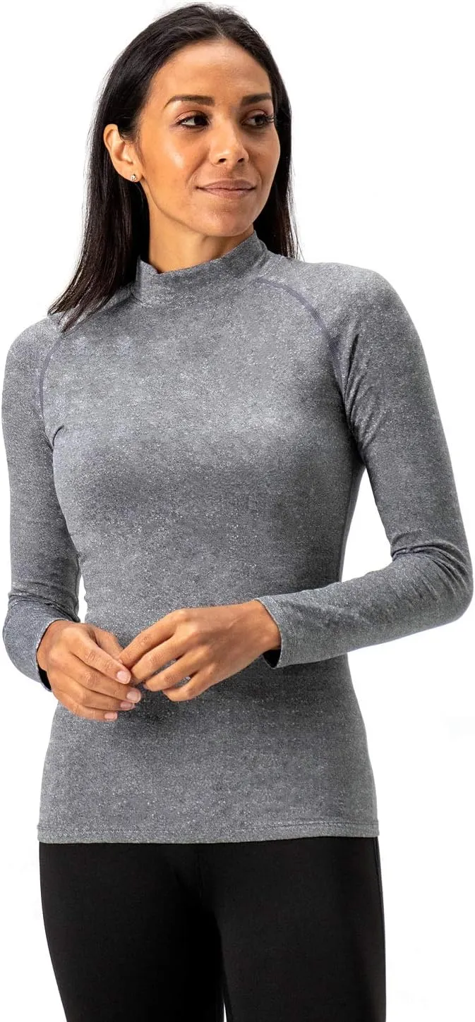 DEVOPS Women's 2 Pack Thermal Turtle Long Sleeve Shirts Compression Baselayer Tops