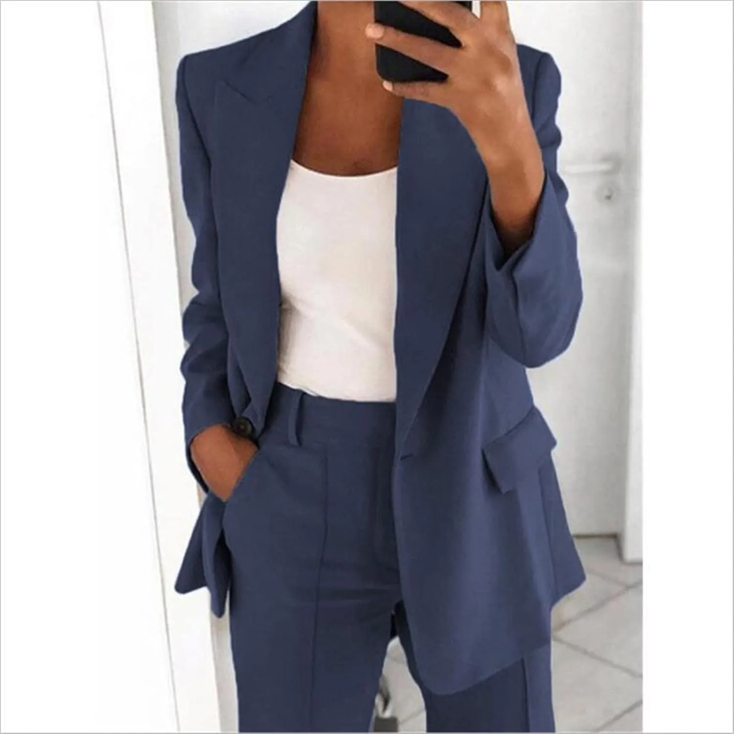 DGHM-JLMY Women's Fashion Lapel Suit Jacket Lapel Collar Buttons Blazer Jackets Work Business Blazer Open Front Jacket