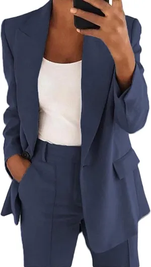 DGHM-JLMY Women's Fashion Lapel Suit Jacket Lapel Collar Buttons Blazer Jackets Work Business Blazer Open Front Jacket