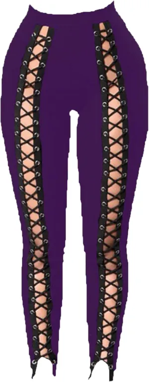 DGHM-JLMY Womens Slim Lace Up Leggings High Waist Bandage Front Lacing Pants Hollow Out Stretch Skinny Narrow Trousers