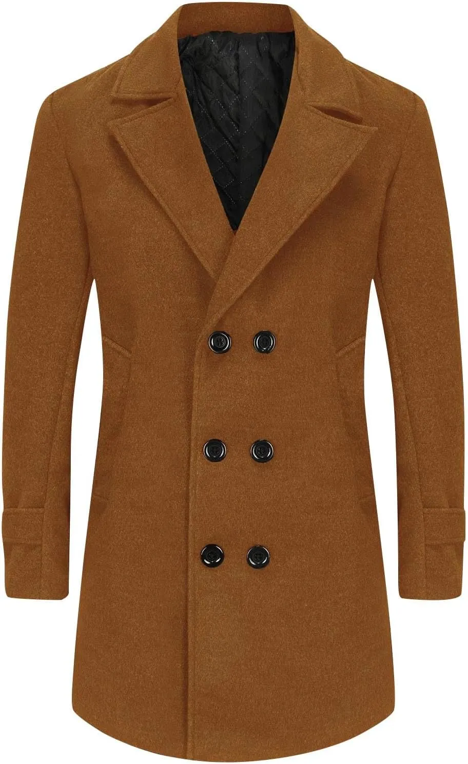 Dgoopd Mens Trench Coat Double Breasted Wool Blend Coat Notch Lapel Jacket Casual Pea Coats Winter Business Overcoat