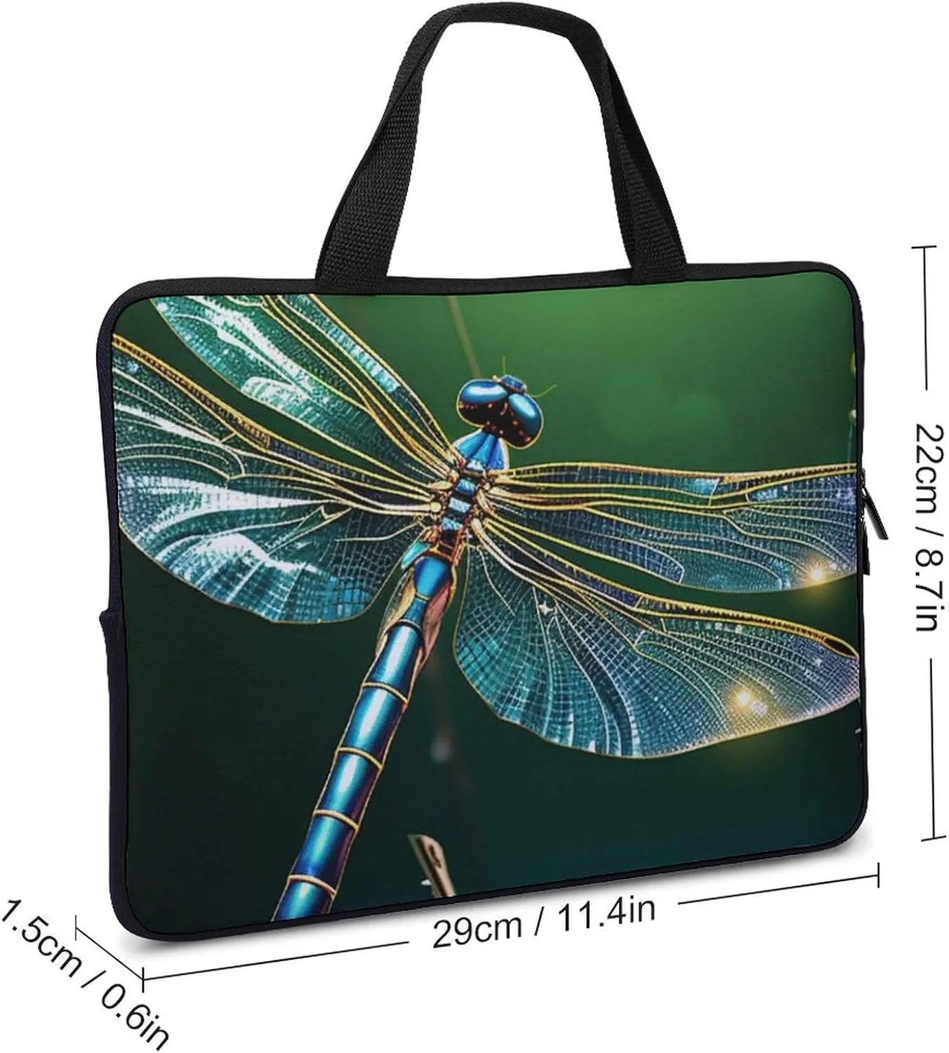 Dragonfly Green Laptop Bag Durable Laptop Sleeve Water-Resistant Notebook Bag for Computer Or Tablet