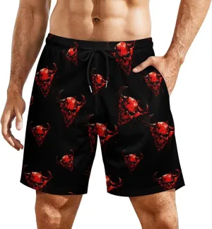 Drippy Evil Skull Metal Death Mens Swim Trunks with Compression Liner Quick Dry Swimming Beach Board Shorts Gym Running