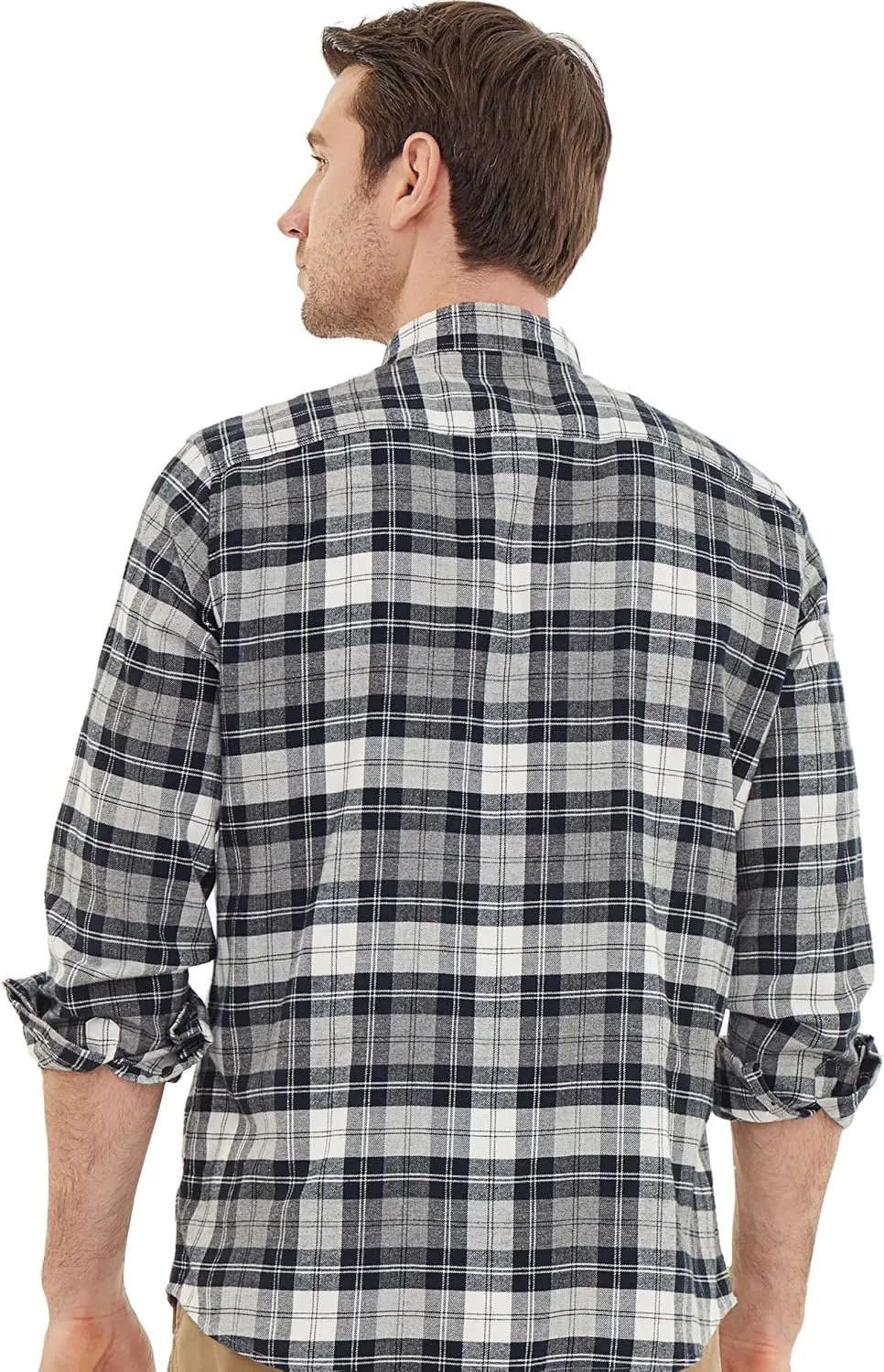 Dubinik Flannel Shirt for Men Casual Button Down Work Soft All Cotton Lightweight Flannel Mens Plaid Shirts Long Sleeve
