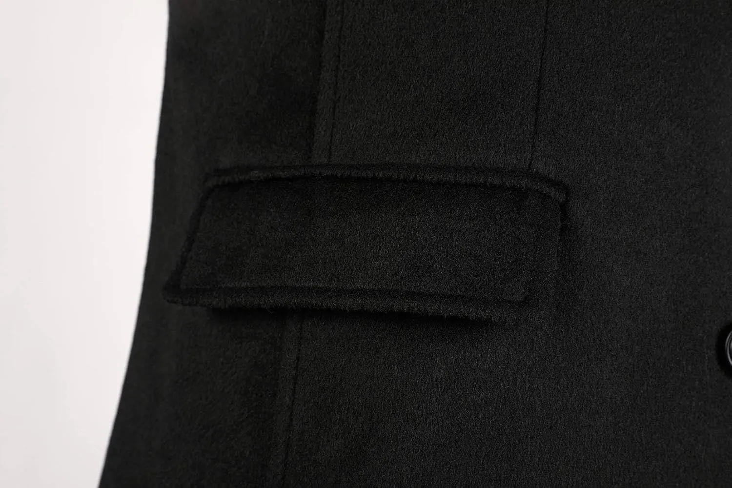ebossy Men's Wool Blend Full Length Overcoat Single Breasted Long Coat with Flap Pocket