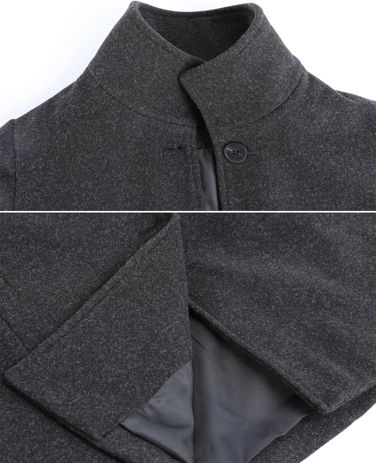 ebossy Women's Winter Warm Stand Collar Single Breasted Wool Long Pea Coat Casual Business Loose Pockets Blazer Jacket