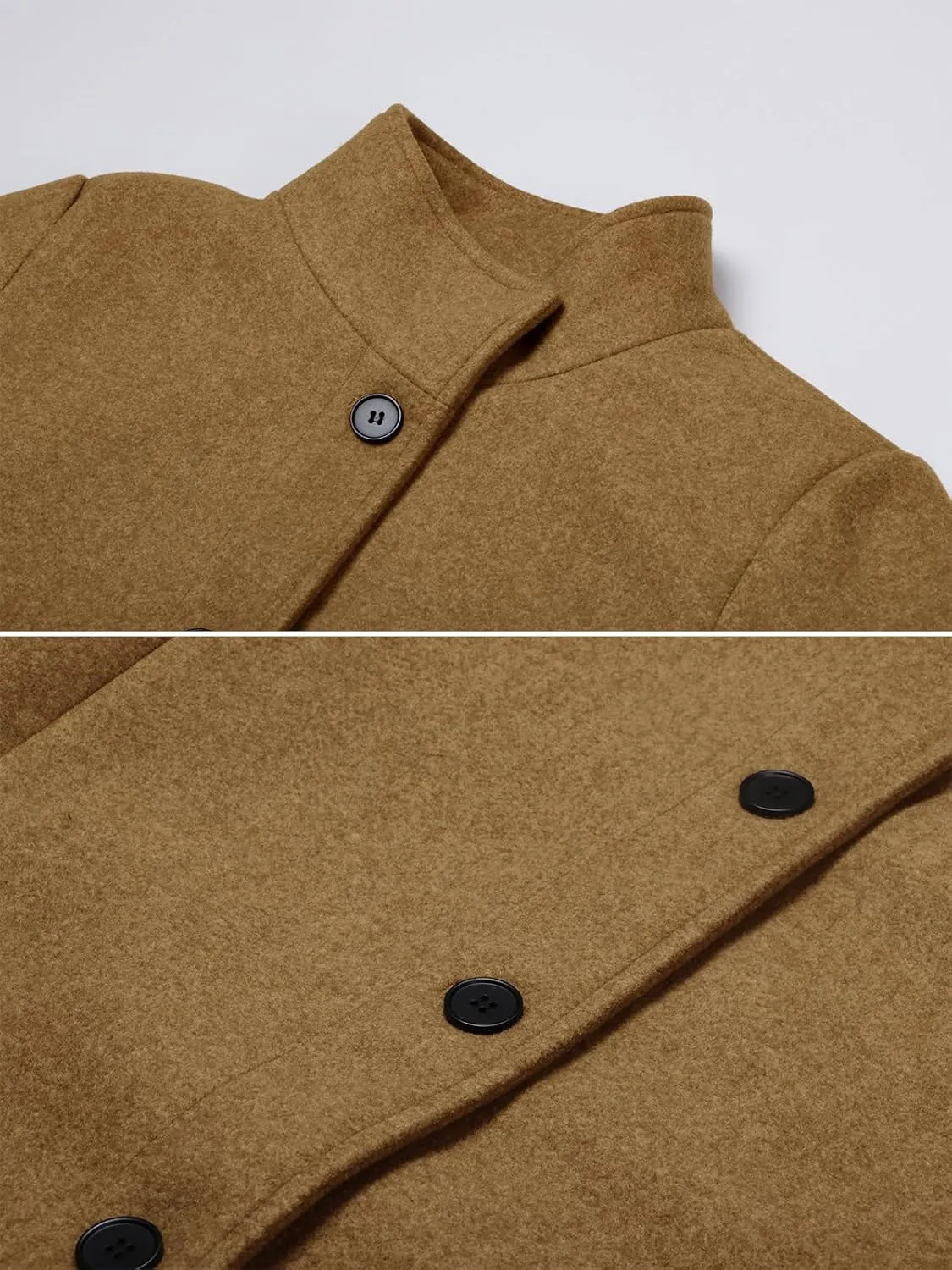 ebossy Women's Winter Warm Stand Collar Single Breasted Wool Long Pea Coat Casual Business Loose Pockets Blazer Jacket