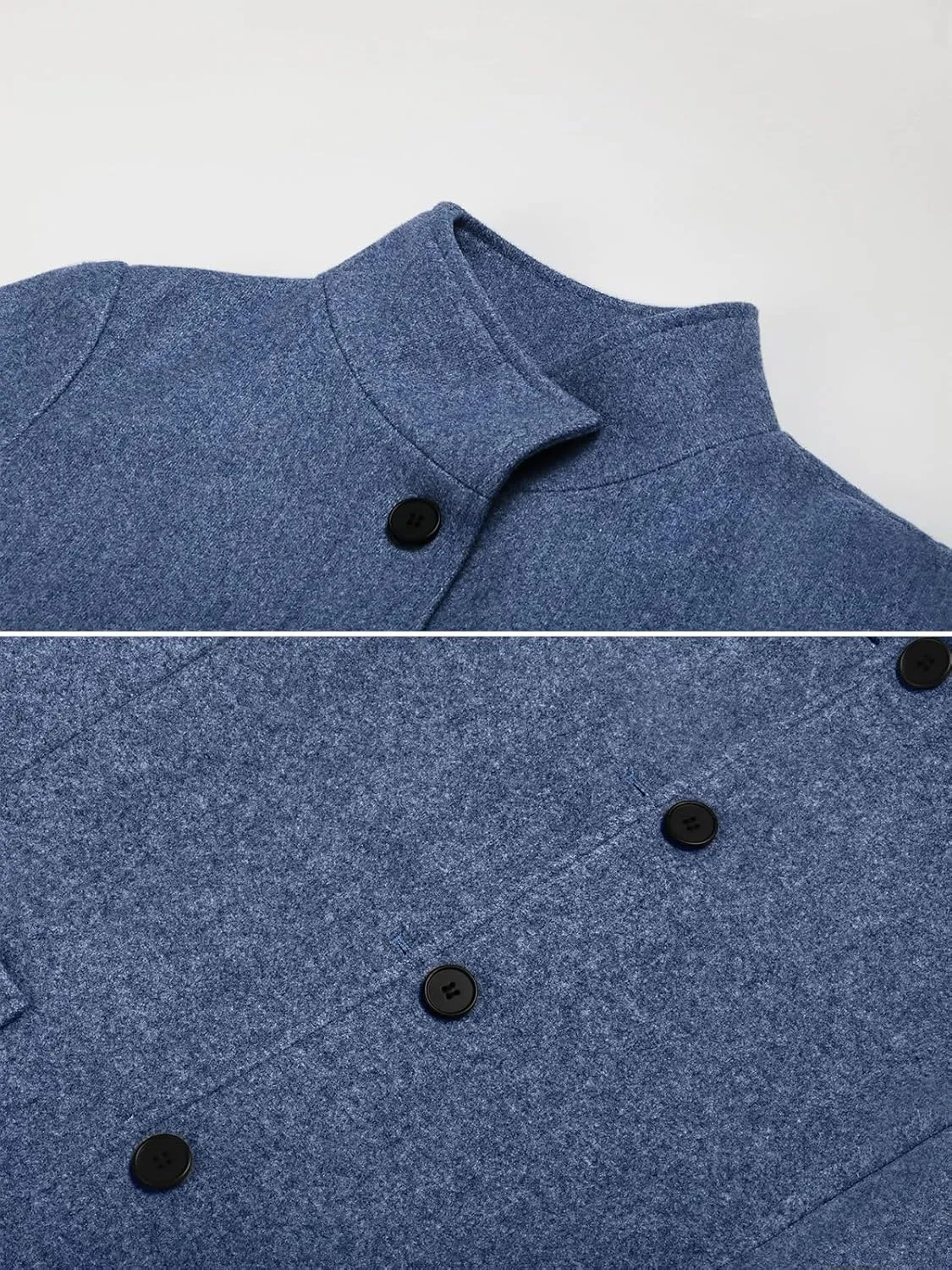 ebossy Women's Winter Warm Stand Collar Single Breasted Wool Long Pea Coat Casual Business Loose Pockets Blazer Jacket