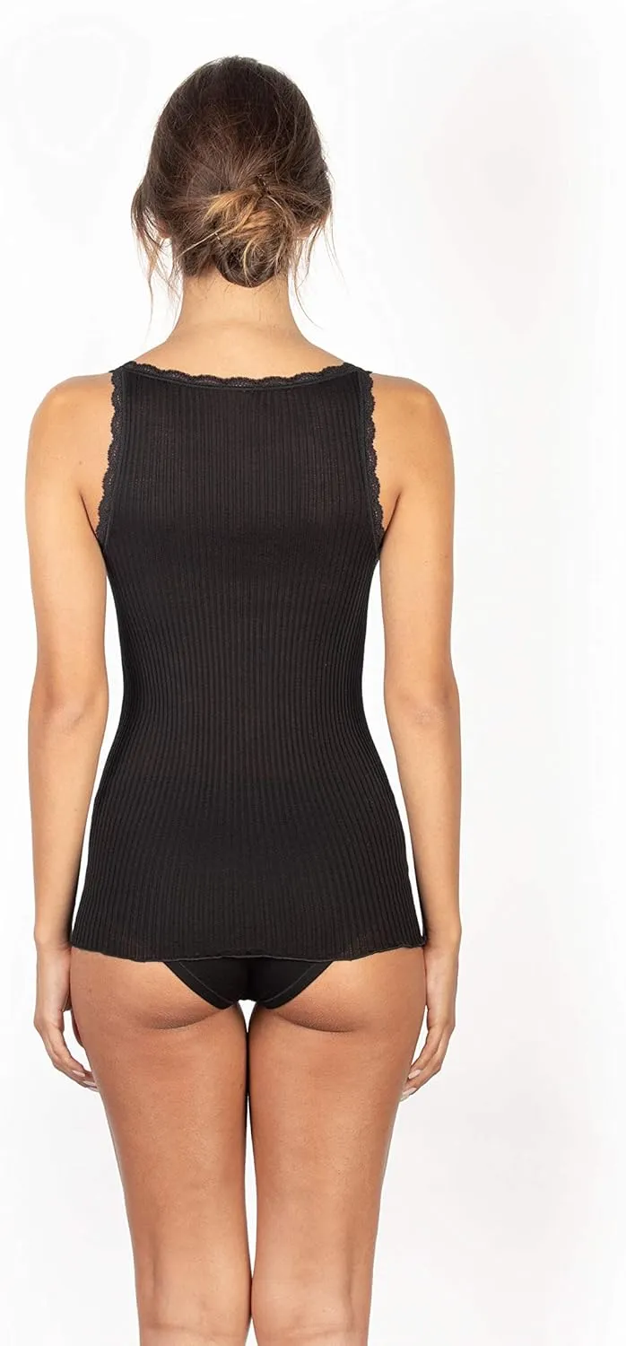 EGI  Exclusive Collections Women's Merino Wool Blend Lace-Trimmed Camisole. Proudly Made in Italy.