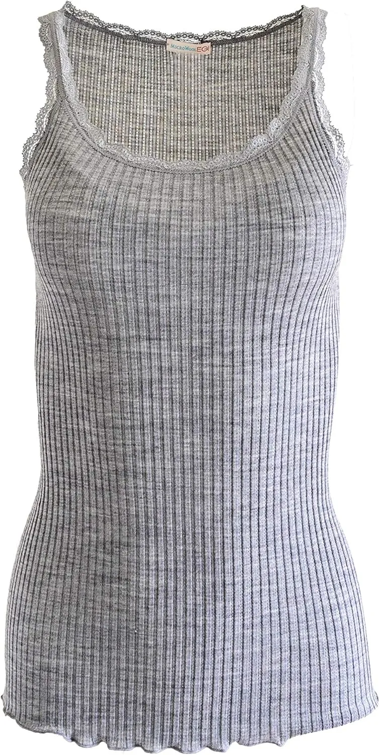 EGI  Exclusive Collections Women's Merino Wool Blend Lace-Trimmed Camisole. Proudly Made in Italy.