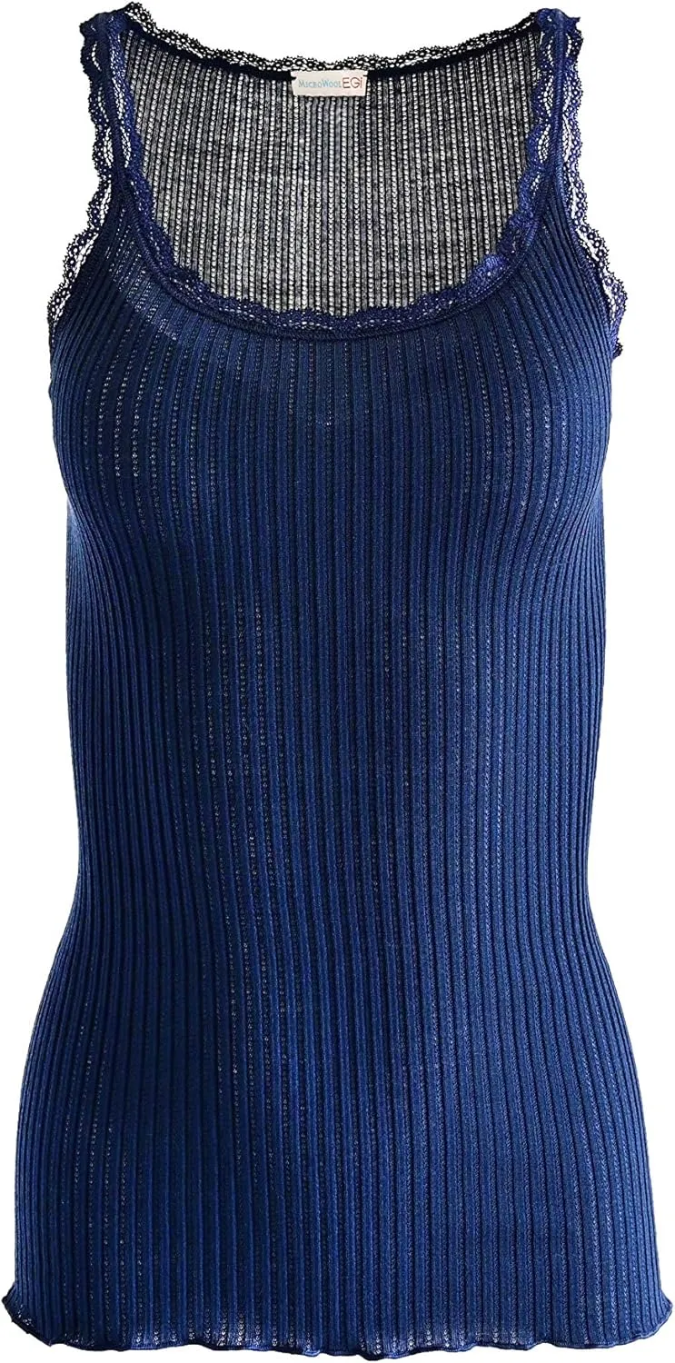 EGI  Exclusive Collections Women's Merino Wool Blend Lace-Trimmed Camisole. Proudly Made in Italy.