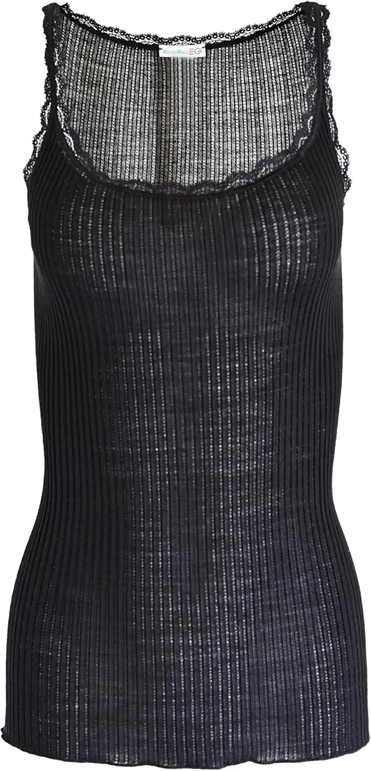 EGI  Exclusive Collections Women's Merino Wool Blend Lace-Trimmed Camisole. Proudly Made in Italy.