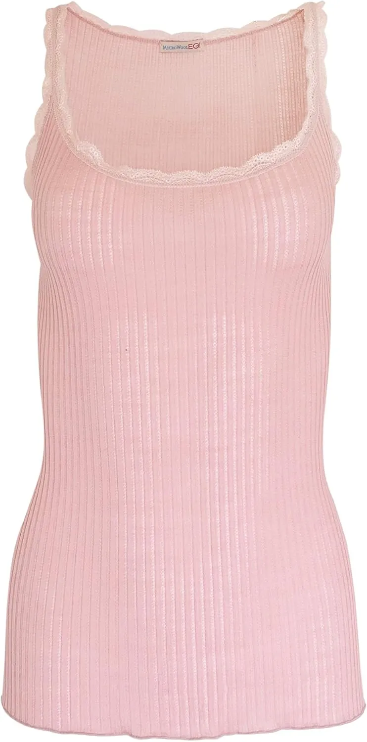 EGI  Exclusive Collections Women's Merino Wool Blend Lace-Trimmed Camisole. Proudly Made in Italy.