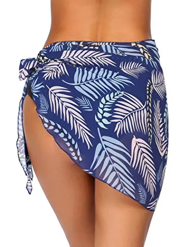 Ekouaer Women Short Sarongs Beach Wrap Sheer Chiffon Bikini Wrap Cover Ups Skirt for Swimwear Small