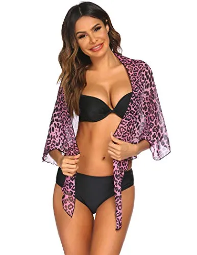 Ekouaer Women Short Sarongs Beach Wrap Sheer Chiffon Bikini Wrap Cover Ups Skirt for Swimwear Small