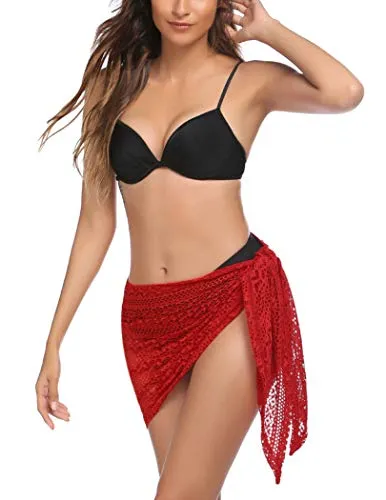 Ekouaer Women Short Sarongs Beach Wrap Sheer Chiffon Bikini Wrap Cover Ups Skirt for Swimwear Small
