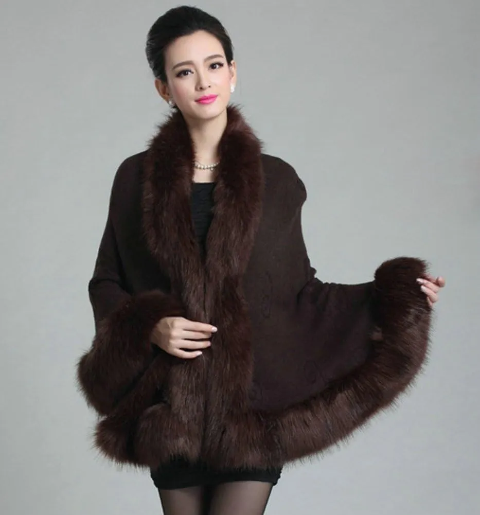 ELFJOY Bridal Faux Fur Shawl White Fur Coat Women Faux Fur Wrap for Evening Dresses Luxury Fur Cape for Wedding Evening Party