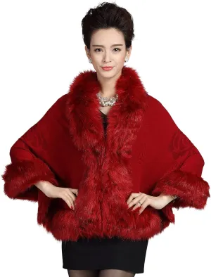 ELFJOY Bridal Faux Fur Shawl White Fur Coat Women Faux Fur Wrap for Evening Dresses Luxury Fur Cape for Wedding Evening Party