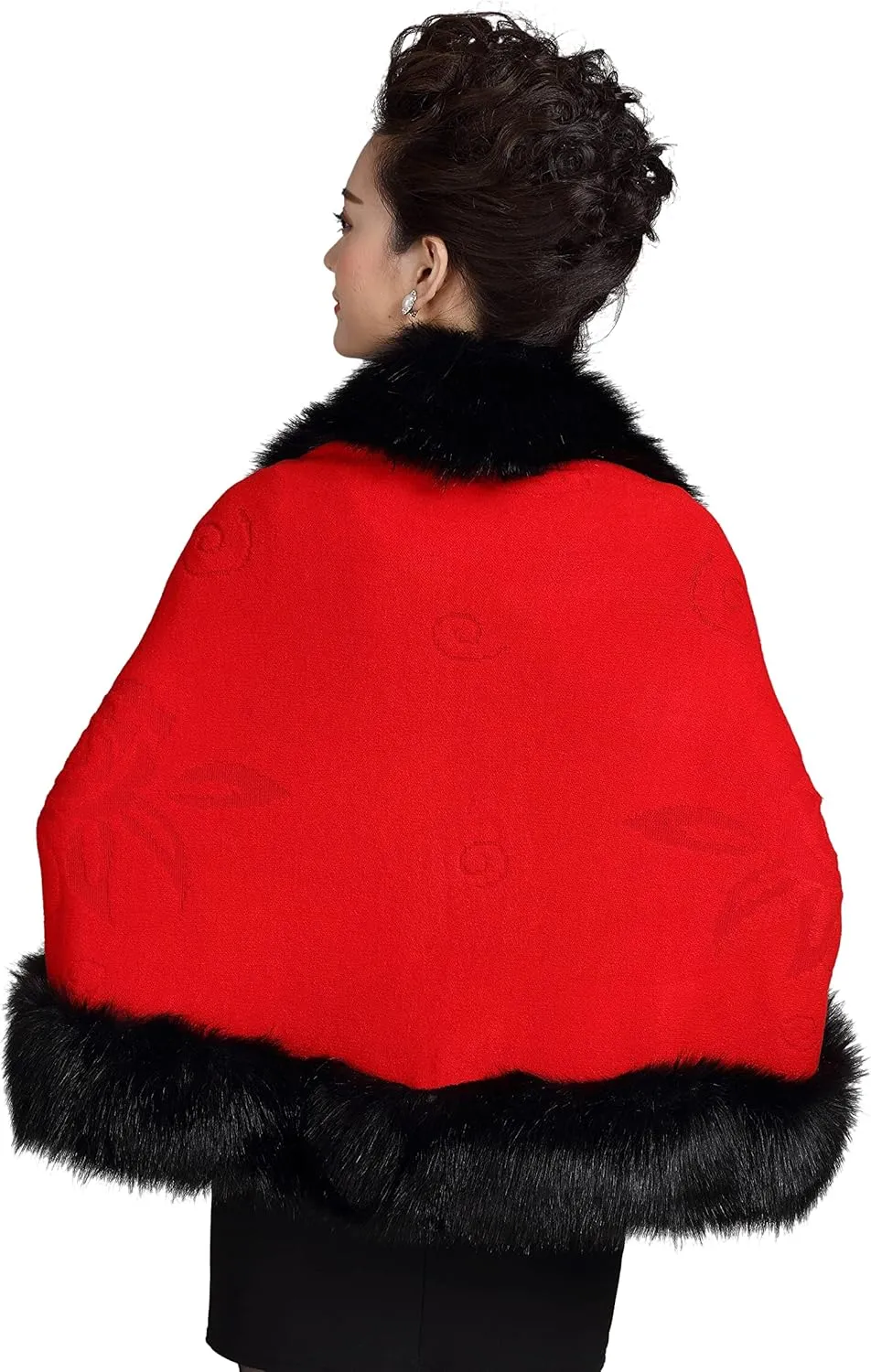 ELFJOY Bridal Faux Fur Shawl White Fur Coat Women Faux Fur Wrap for Evening Dresses Luxury Fur Cape for Wedding Evening Party