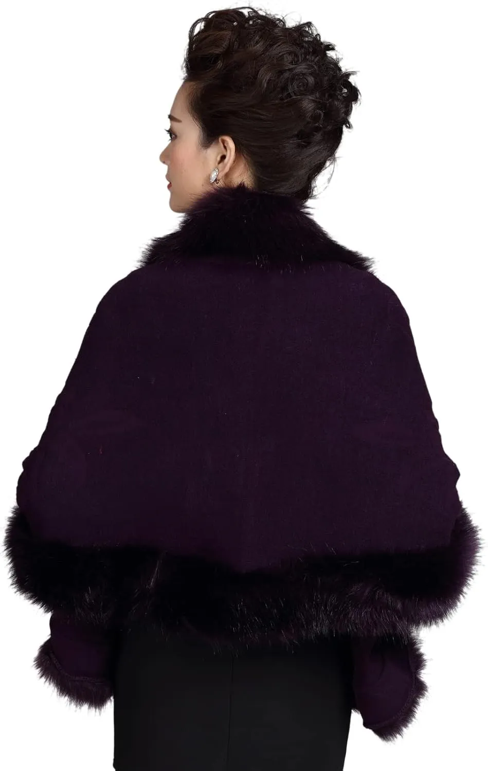 ELFJOY Bridal Faux Fur Shawl White Fur Coat Women Faux Fur Wrap for Evening Dresses Luxury Fur Cape for Wedding Evening Party