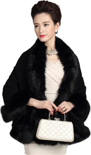 ELFJOY Bridal Faux Fur Shawl White Fur Coat Women Faux Fur Wrap for Evening Dresses Luxury Fur Cape for Wedding Evening Party