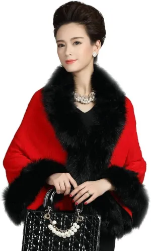 ELFJOY Bridal Faux Fur Shawl White Fur Coat Women Faux Fur Wrap for Evening Dresses Luxury Fur Cape for Wedding Evening Party